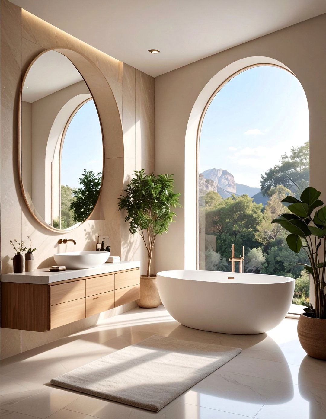 Oval Arch Windows for Bathroom Retreats - 30 Arch Window Design Ideas for Elegant Home Interiors