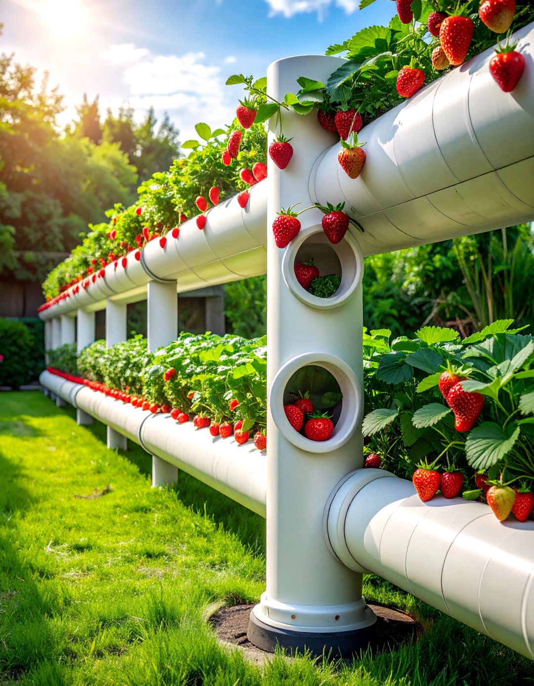 PVC Pipe Strawberry Tower Vertical Garden - 40 Vertical Garden Ideas for Small Spaces