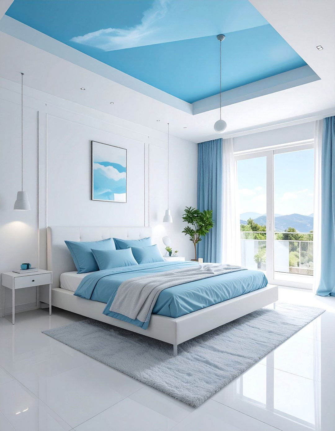 Painting the Bedroom Ceiling a Light Blue Hue - 25 Light Blue Bedroom Ideas for a Calming Retreat