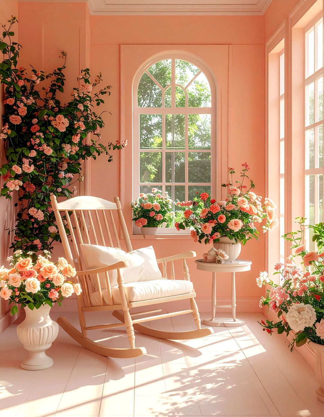 Pale Peach Sunroom - 20 Sunroom Color Ideas to Brighten Your Indoor-Outdoor Space