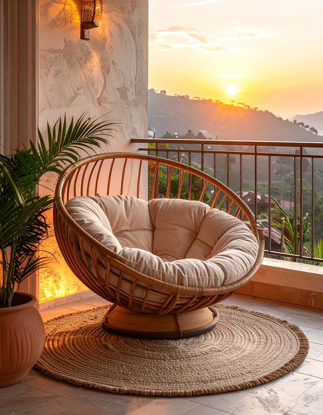 Papasan Chair Outdoor Comfort - 25 Balcony Seating Ideas for Small Outdoor Spaces
