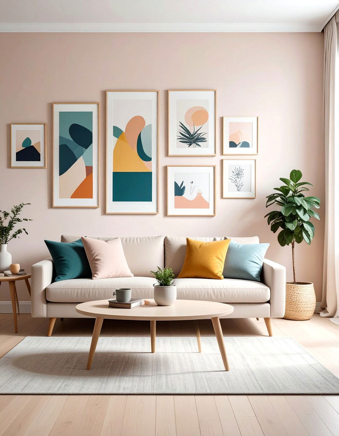 Pastel Gallery Wall Composition - 25 Danish Pastel Room Ideas for a Soft, Minimalist Aesthetic