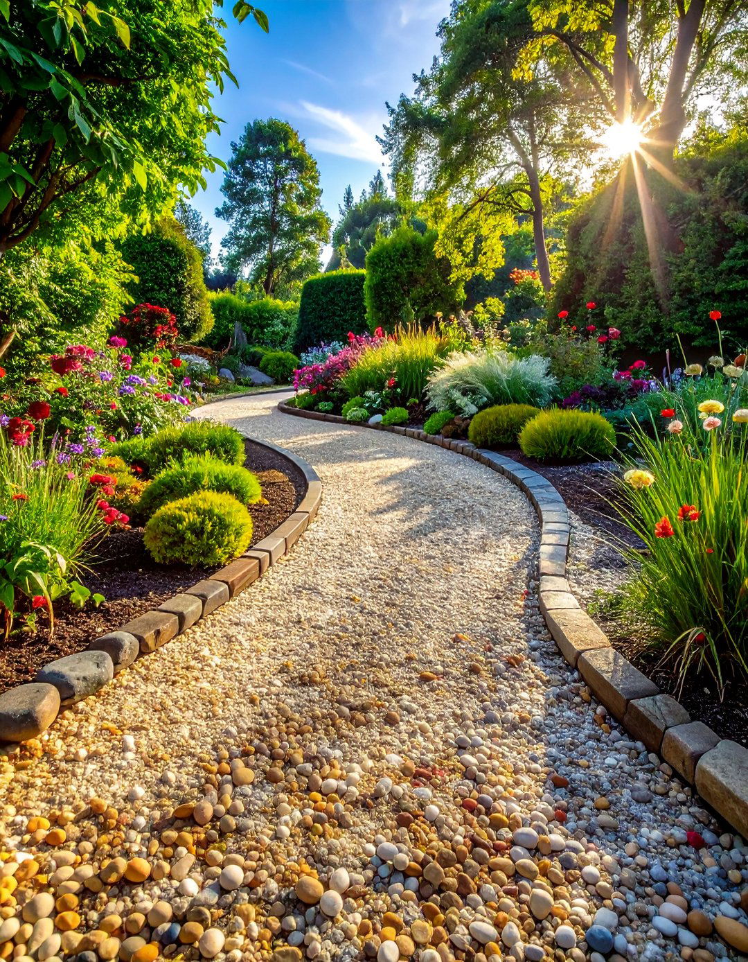 Pea Gravel Curved Garden Paths - 25 Curved Walkway Ideas for a Unique Outdoor Space