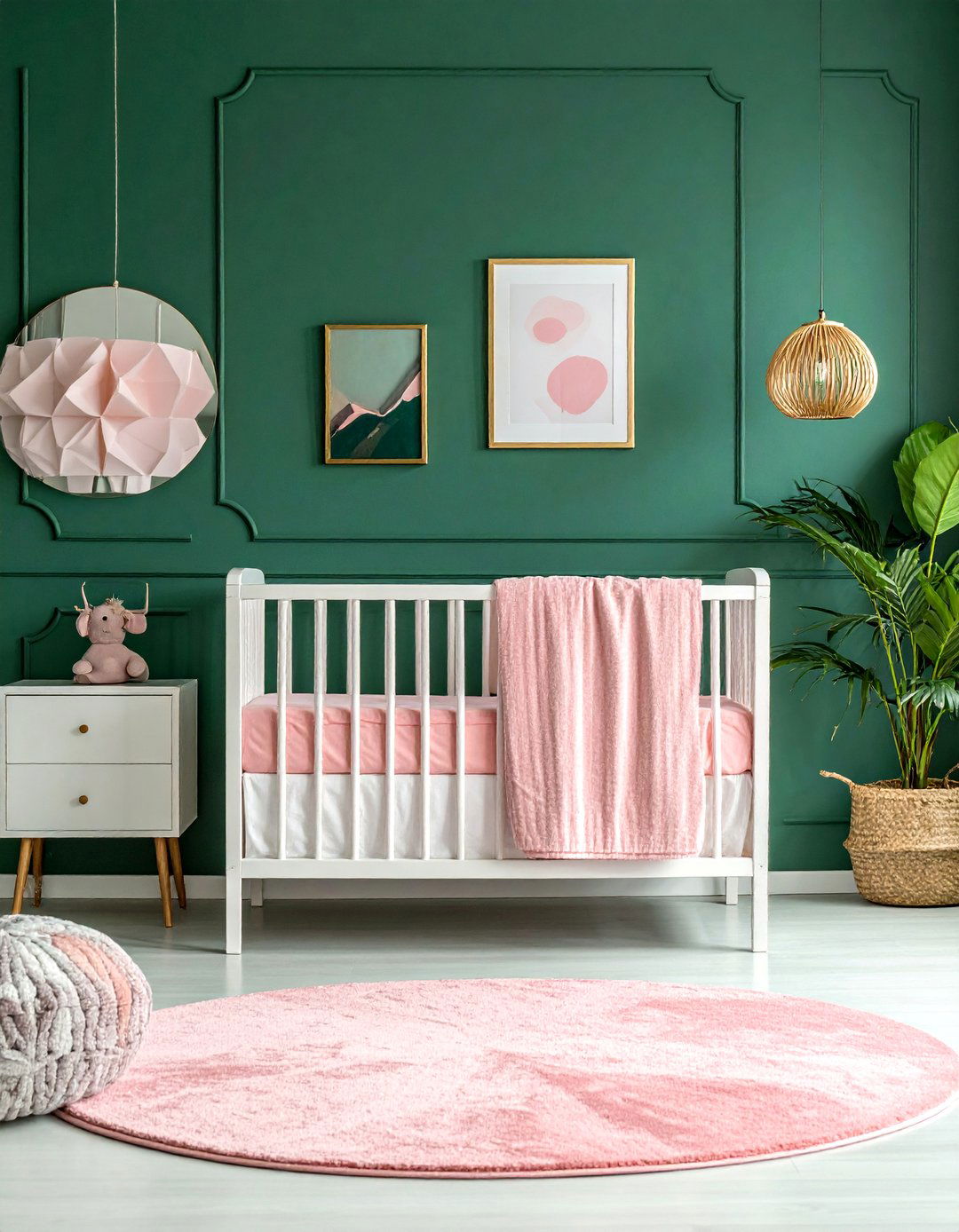 Peach Pink and Emerald Green Nursery - 15 Pink and Green Nursery Ideas for a Serene Space