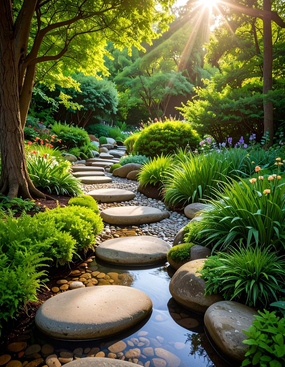 Pebble Garden Stream Path - 20 Woodland Garden Path Ideas for a Natural and Serene Look
