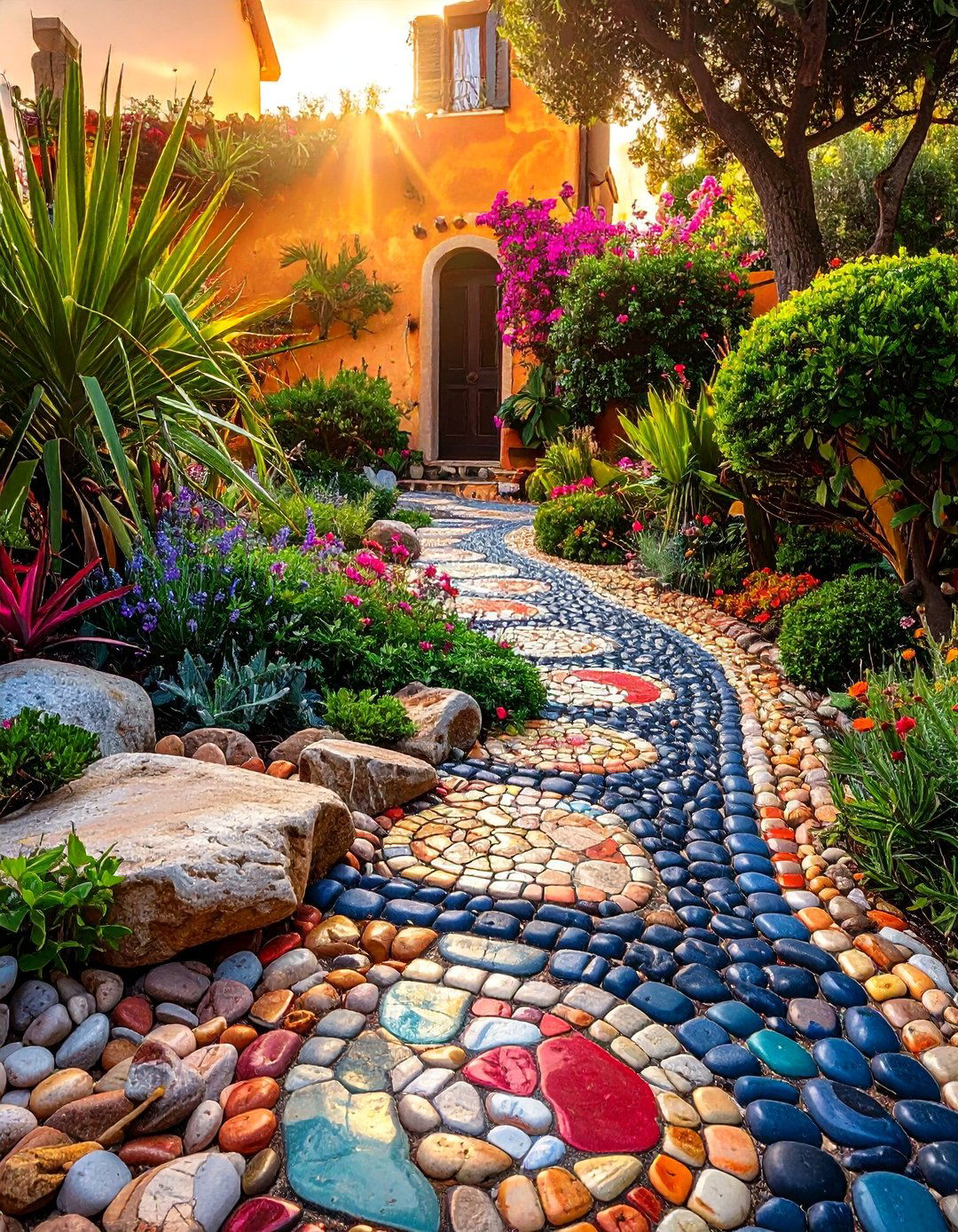 Pebble Mosaic Pathways - 40 Stone Landscaping Ideas for a Beautiful Outdoor Space