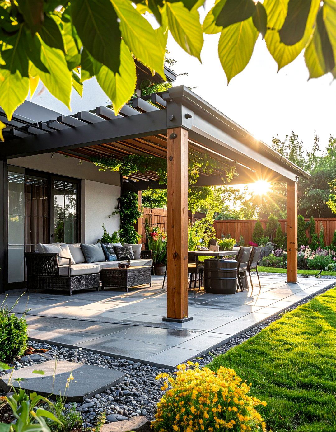 Pergola Rainwater Collection and Sustainability Center - 40 Patio With a Pergola Ideas for Outdoor Living Spaces