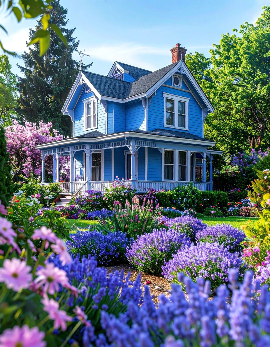 Periwinkle Blue Victorian House with Lavender Accents - 15 Blue Victorian House Colors for Timeless Charm
