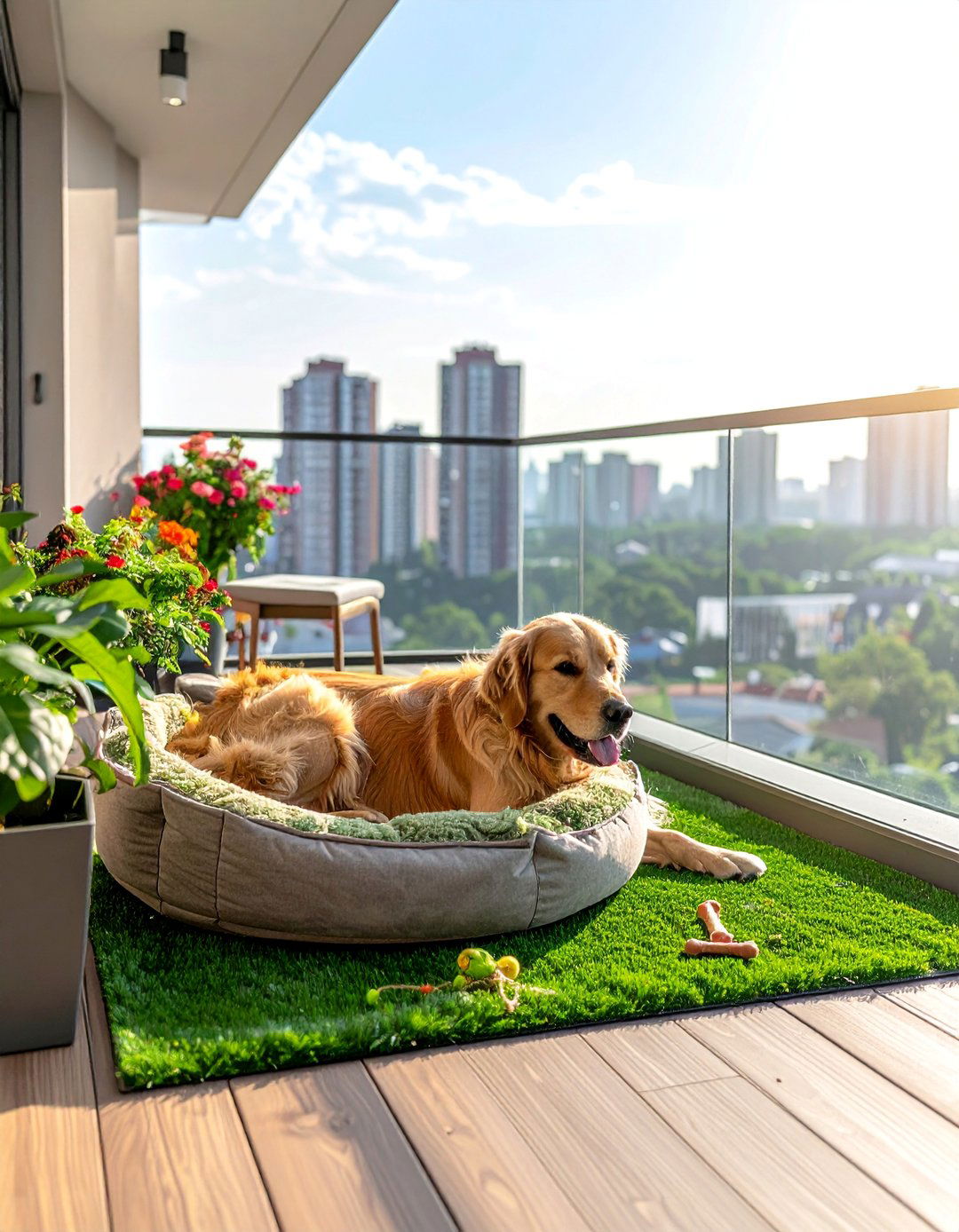 Pet Friendly Artificial Grass Balcony - 20 Artificial Grass Balcony Design Ideas for Urban Spaces