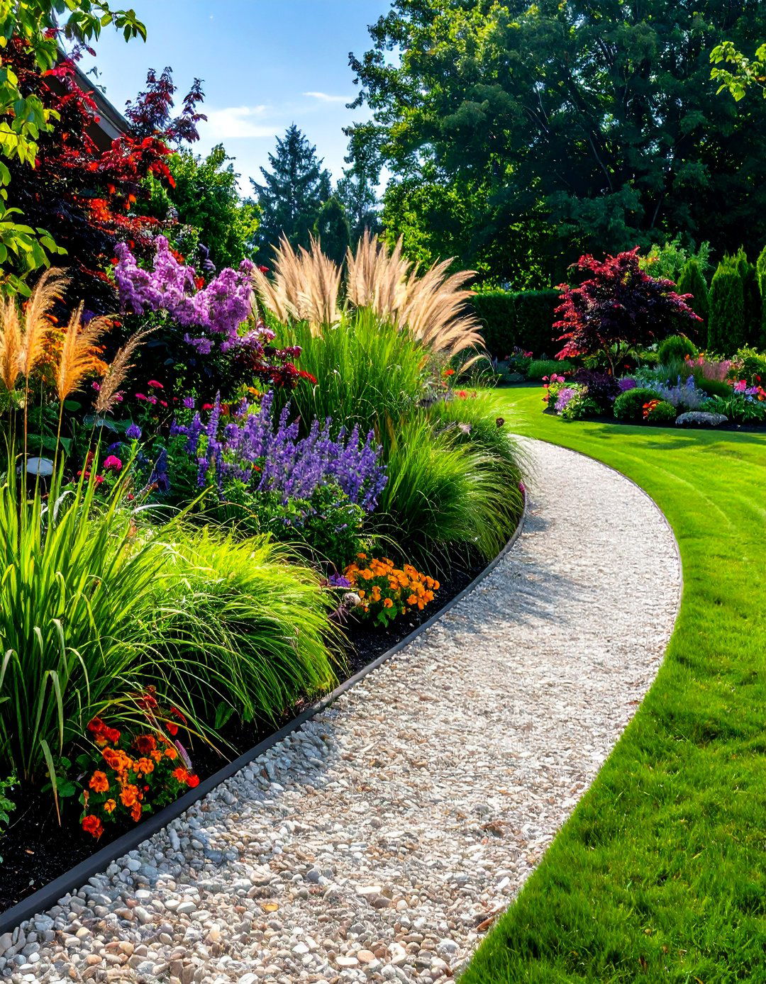 Planted Border Gardens - 25 Gravel Driveway Edging Ideas for a Polished Finish