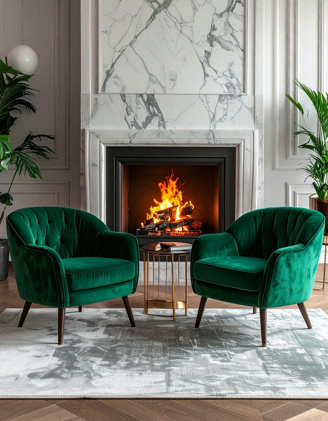 Plush Velvet Accent Seating - 20 Cozy Chairs in Front of Fireplace Ideas for Your Home