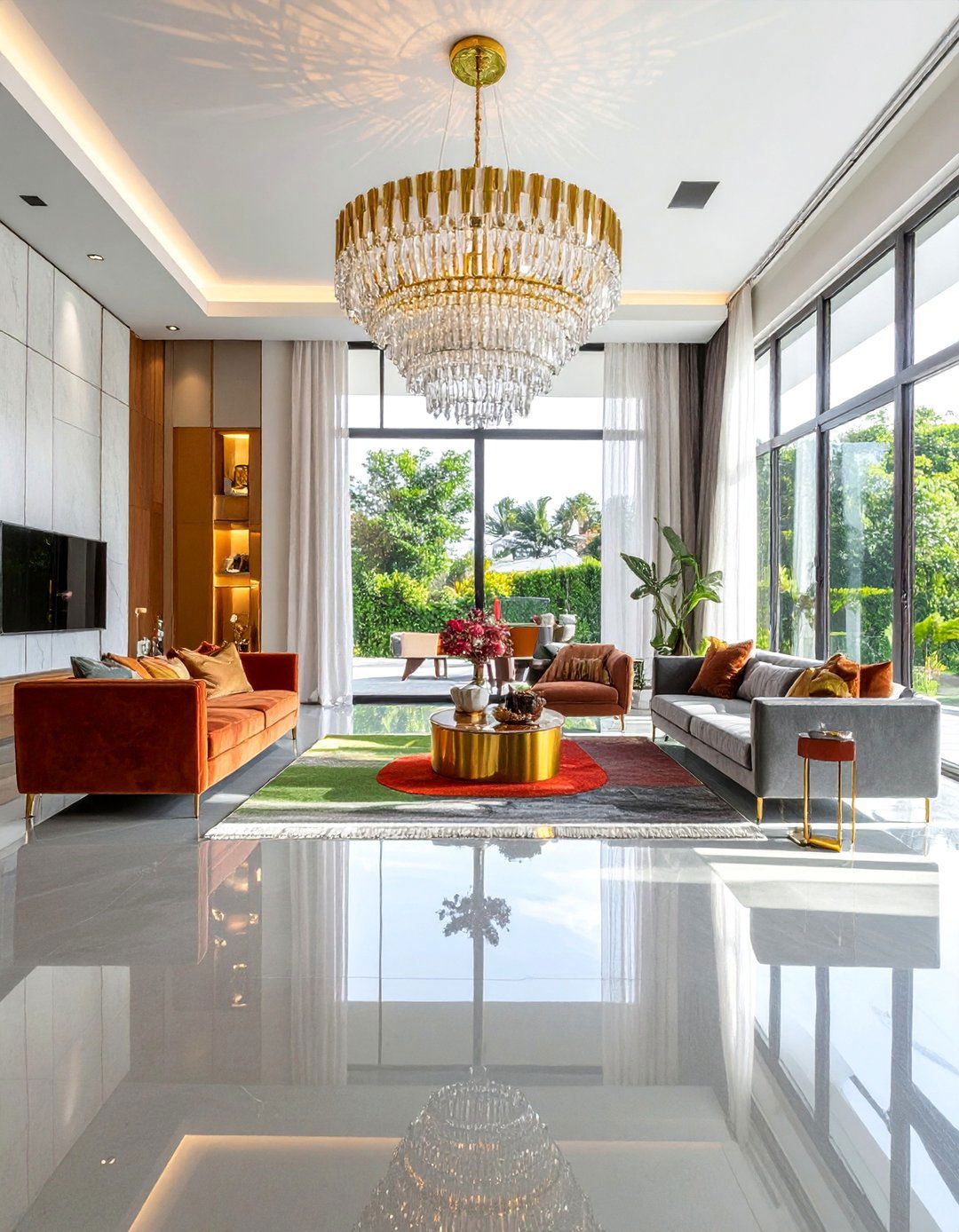 Polished Concrete Elegance - 20 Concrete Floor Living Room Ideas for Modern Homes