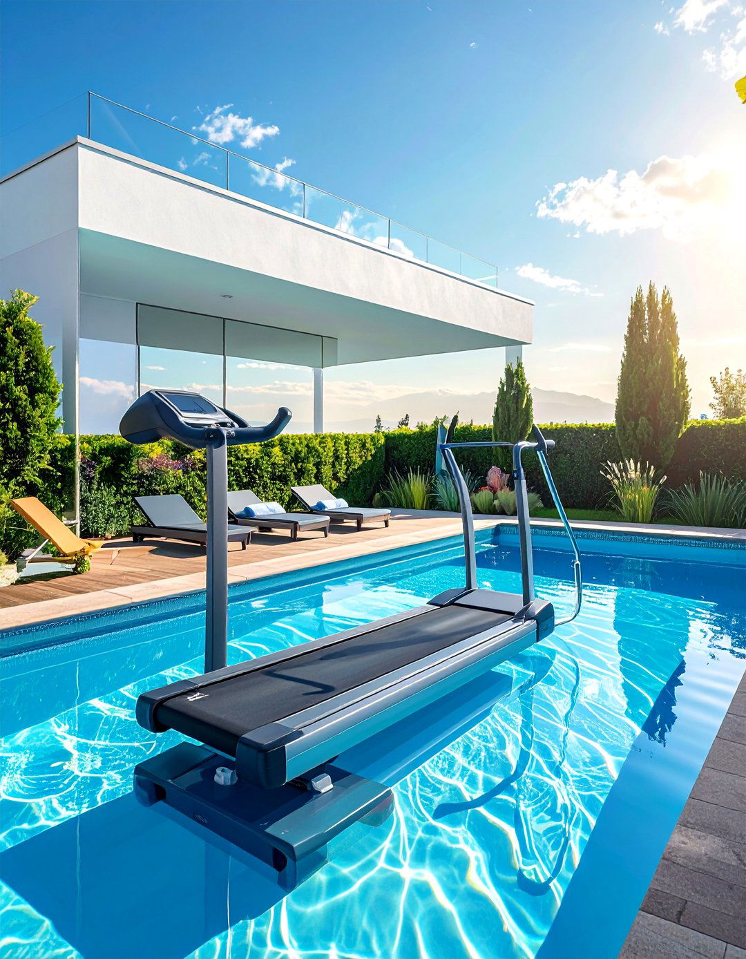Pool with Exercise Equipment and Fitness Features - 40 Swimming Pool Ideas for a Refreshing Backyard Oasis
