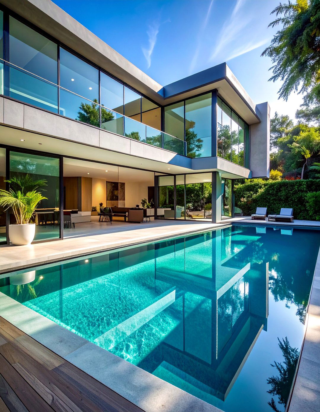 Pool with Glass Walls and Transparent Features - 40 Swimming Pool Ideas for a Refreshing Backyard Oasis