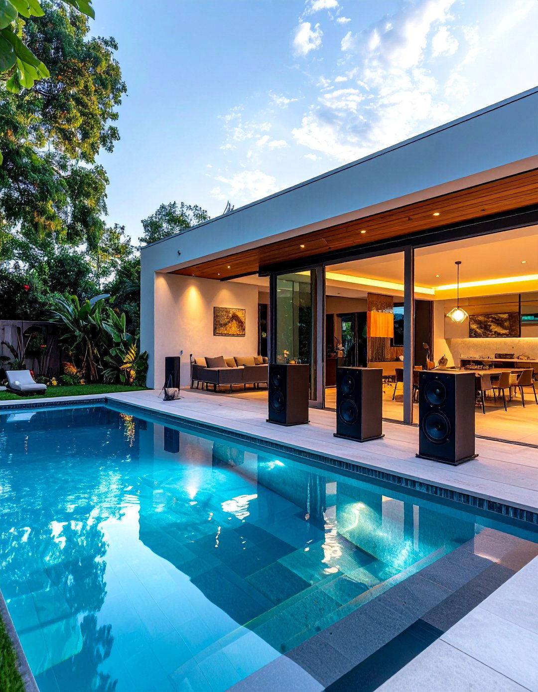 Pool with Underwater Sound System - 40 Swimming Pool Ideas for a Refreshing Backyard Oasis