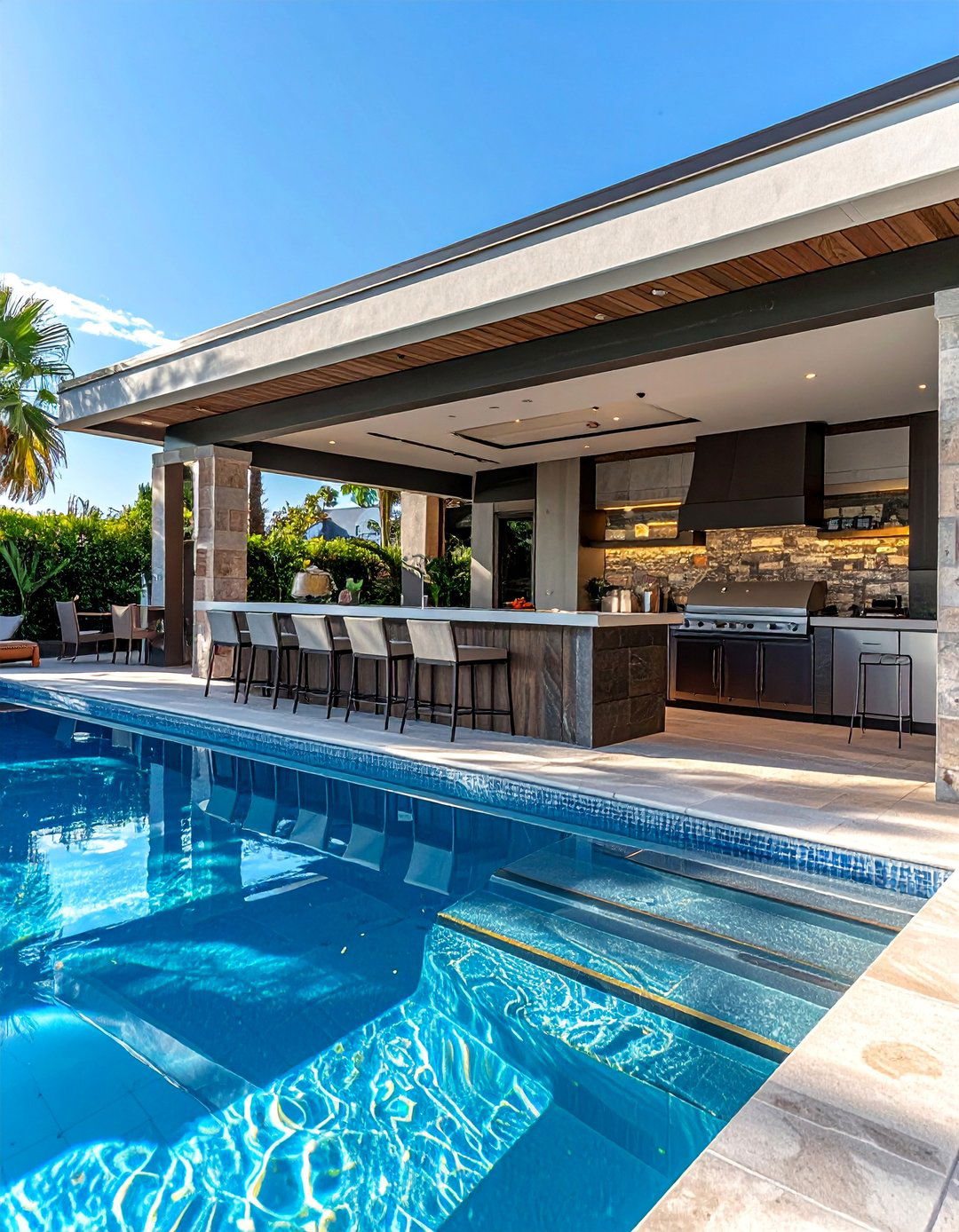 Poolside Bar and Grill Combinations - 20 Summer Kitchen Ideas for Outdoor Entertaining