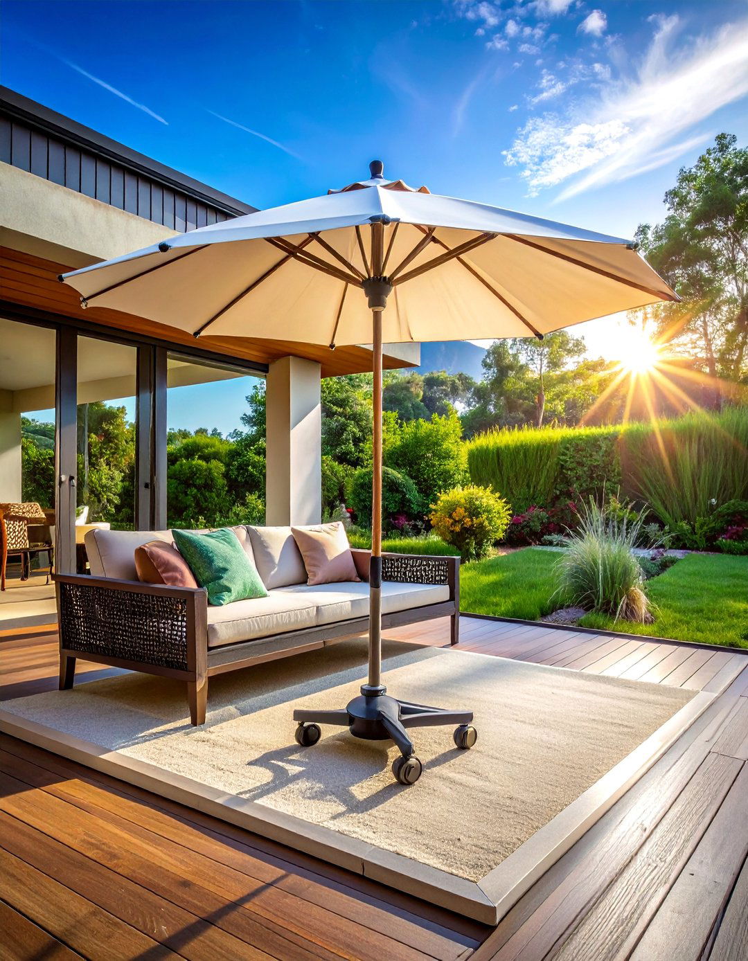 Portable Umbrella Bases with Wheels - 40 Shade Ideas for Comfortable Outdoor Living Spaces