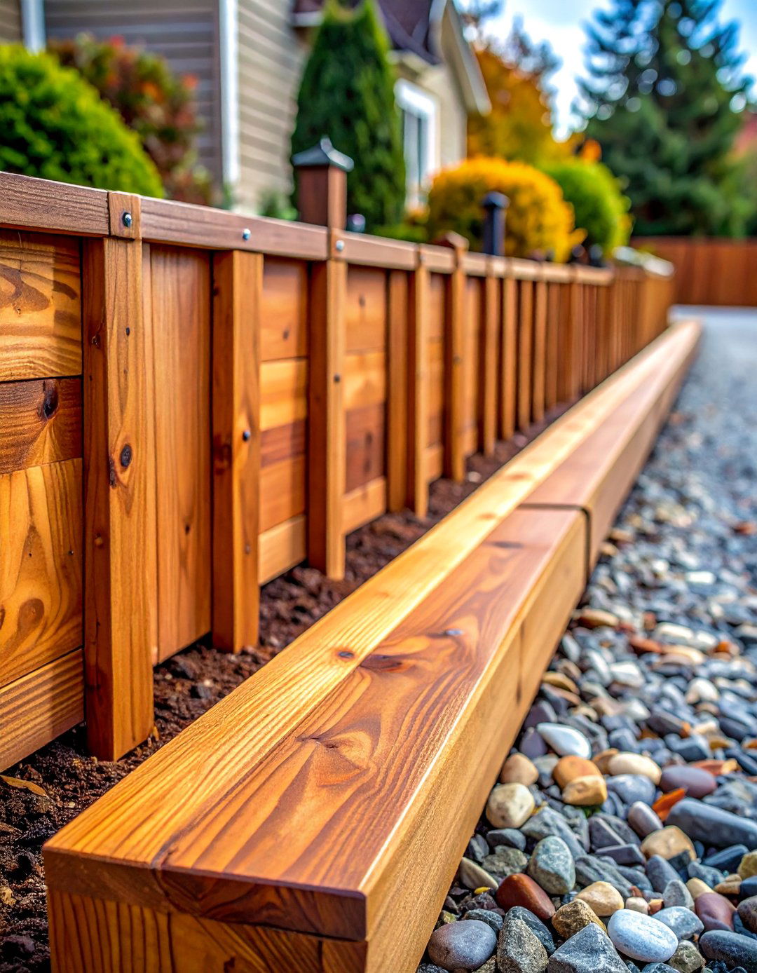 Pressure Treated Timber Edging - 25 Gravel Driveway Edging Ideas for a Polished Finish