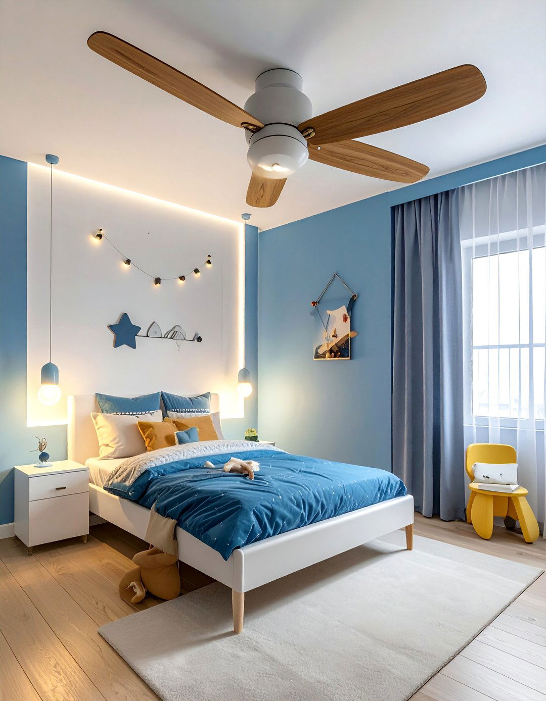 Propeller Ceiling Fan Lighting - 20 Airplane Bedroom Decor Ideas for Kids' Rooms