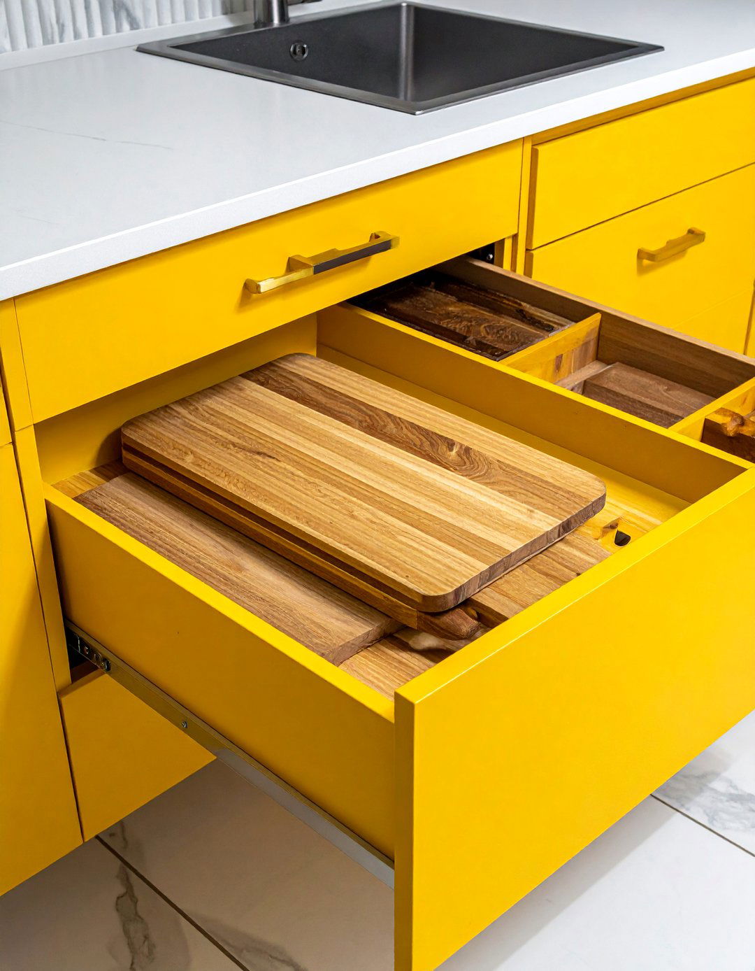 Pull Out Cutting Board Drawers - 40 Small Kitchen Storage Ideas to Maximize Your Space
