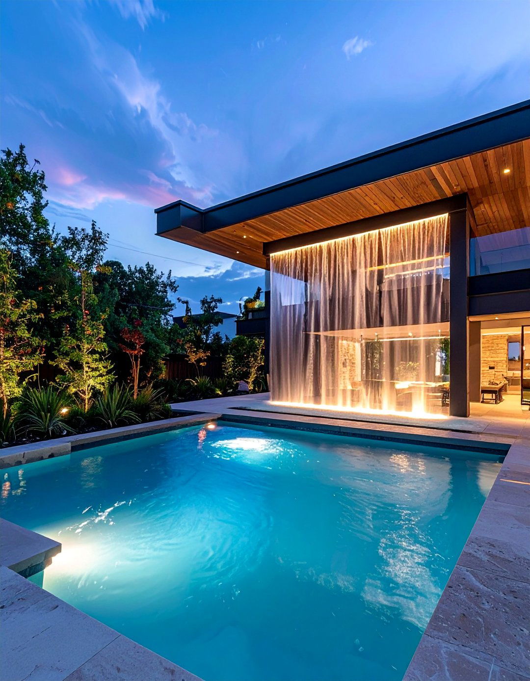 Rain Curtain Water Displays - 15 Pool Fountain Ideas for a Luxurious Backyard Oasis