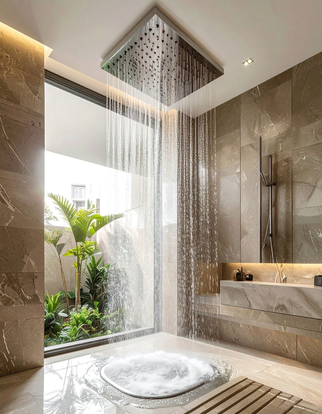 Rainfall Shower Systems - 40 Elegant Primary Bathroom Ideas for a Luxurious Space