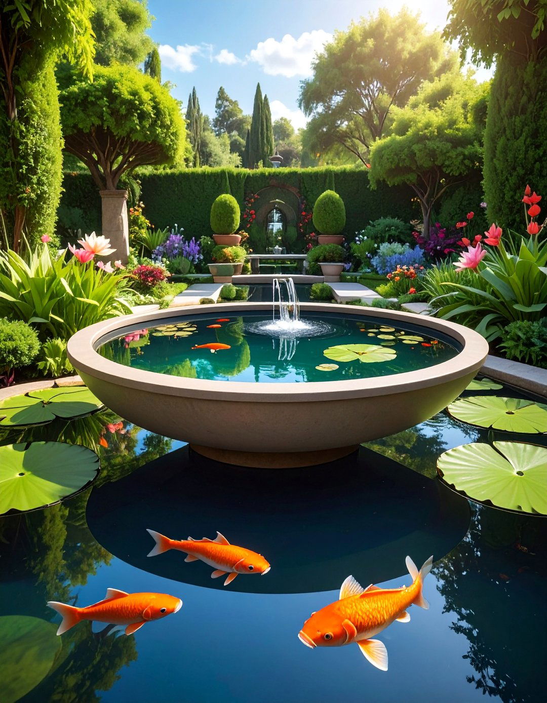 Raised Ceramic Bowl Pond - 15 Container Fish Pond Ideas for a Beautiful Outdoor Space