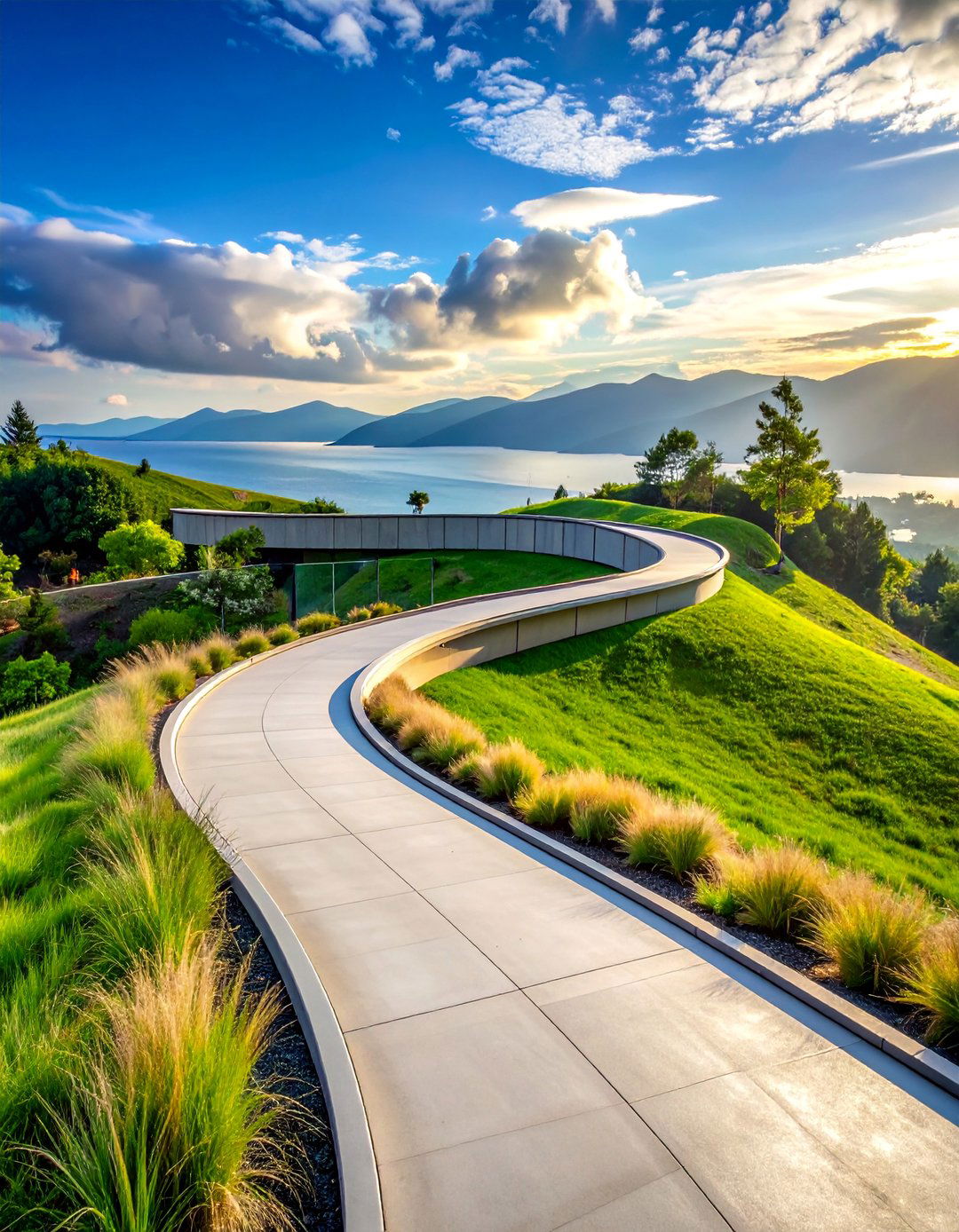 Raised Curved Walkways with Retaining Elements - 25 Curved Walkway Ideas for a Unique Outdoor Space