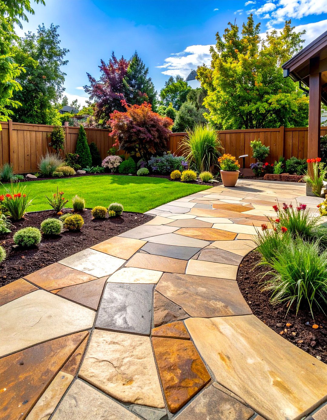 Random Stone Stamped Concrete Patio - 40 Stamped Concrete Patio Ideas for Stylish Outdoor Spaces