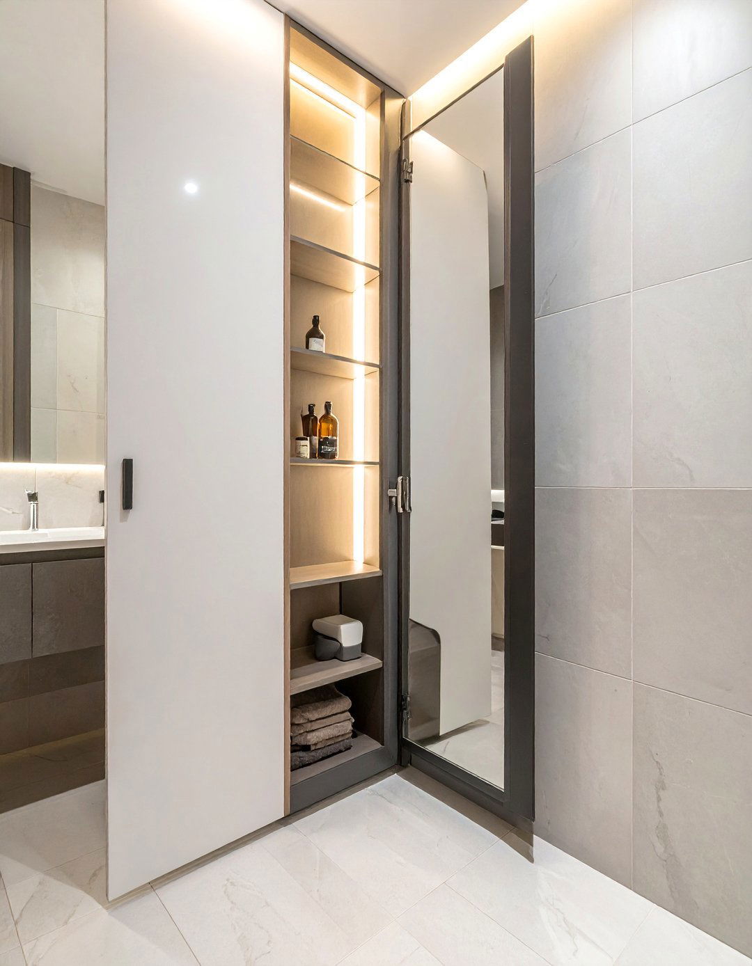 Recessed Medicine Cabinet for a Small Ensuite Design - 25 Small Ensuite Design Ideas for Stylish Spaces