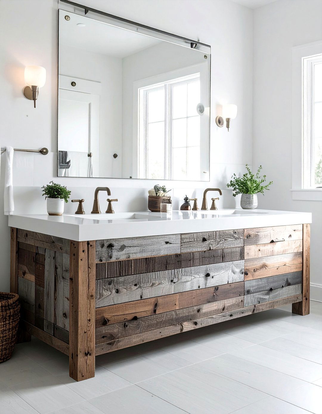 Reclaimed Barn Wood Bathroom Vanity - 15 Rustic Bathroom Vanity Ideas for a Charming Retreat