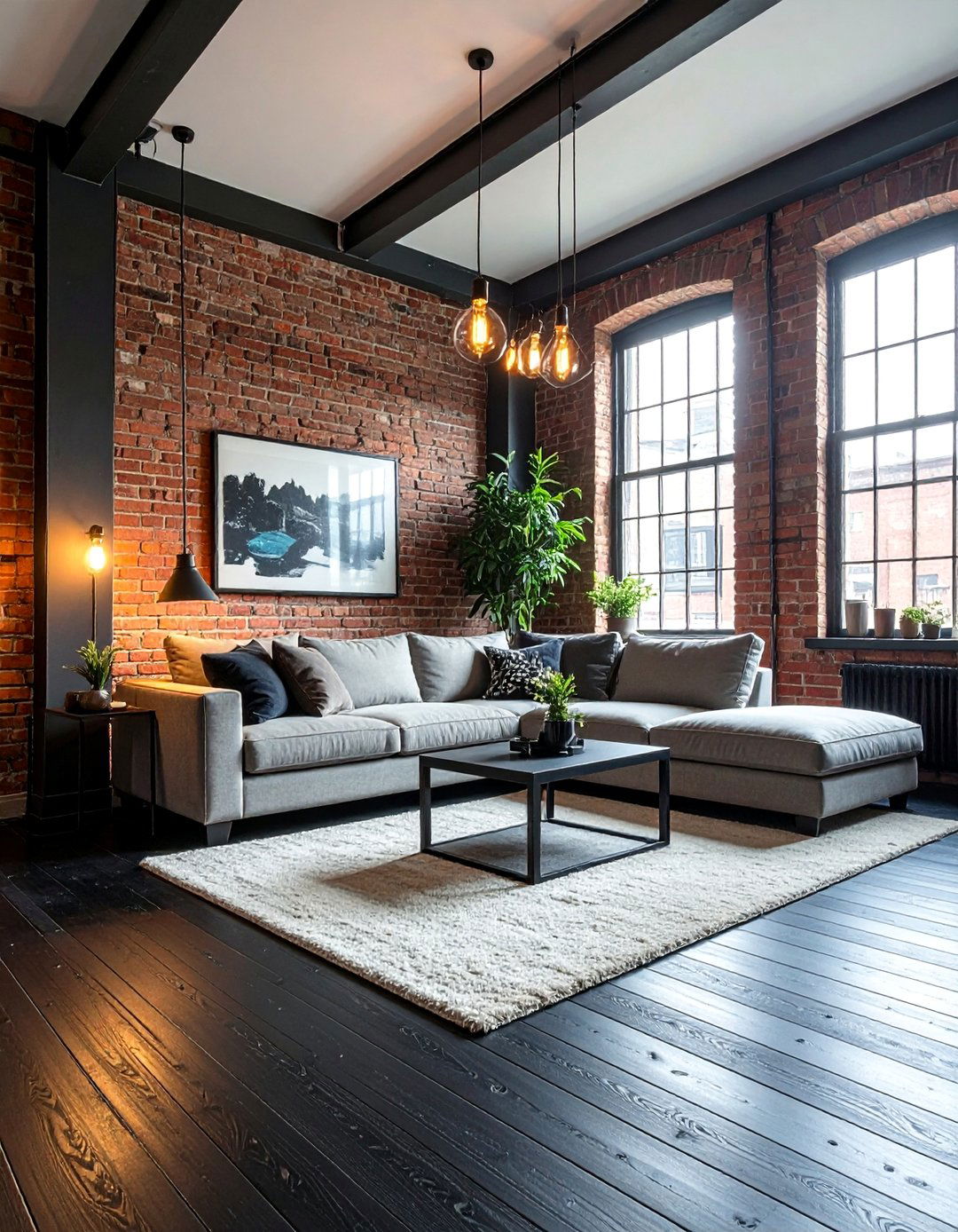 Reclaimed Black Stained Wood Plank Living Room - 25 Black Floor Living Room Ideas for a Dramatic Look