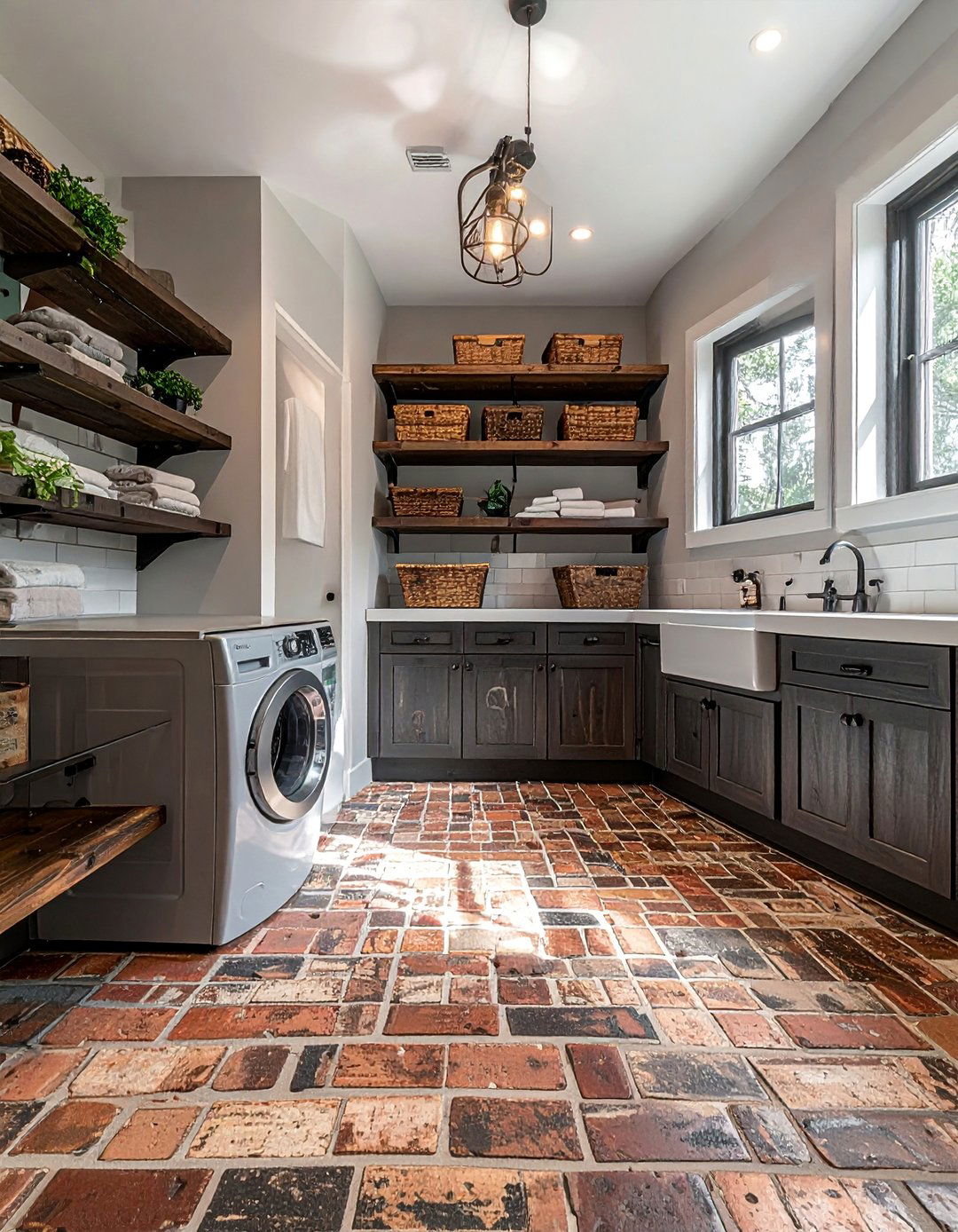 Reclaimed Brick Floor Laundry Room - 15 Brick Floor Laundry Room Ideas for a Rustic Charm