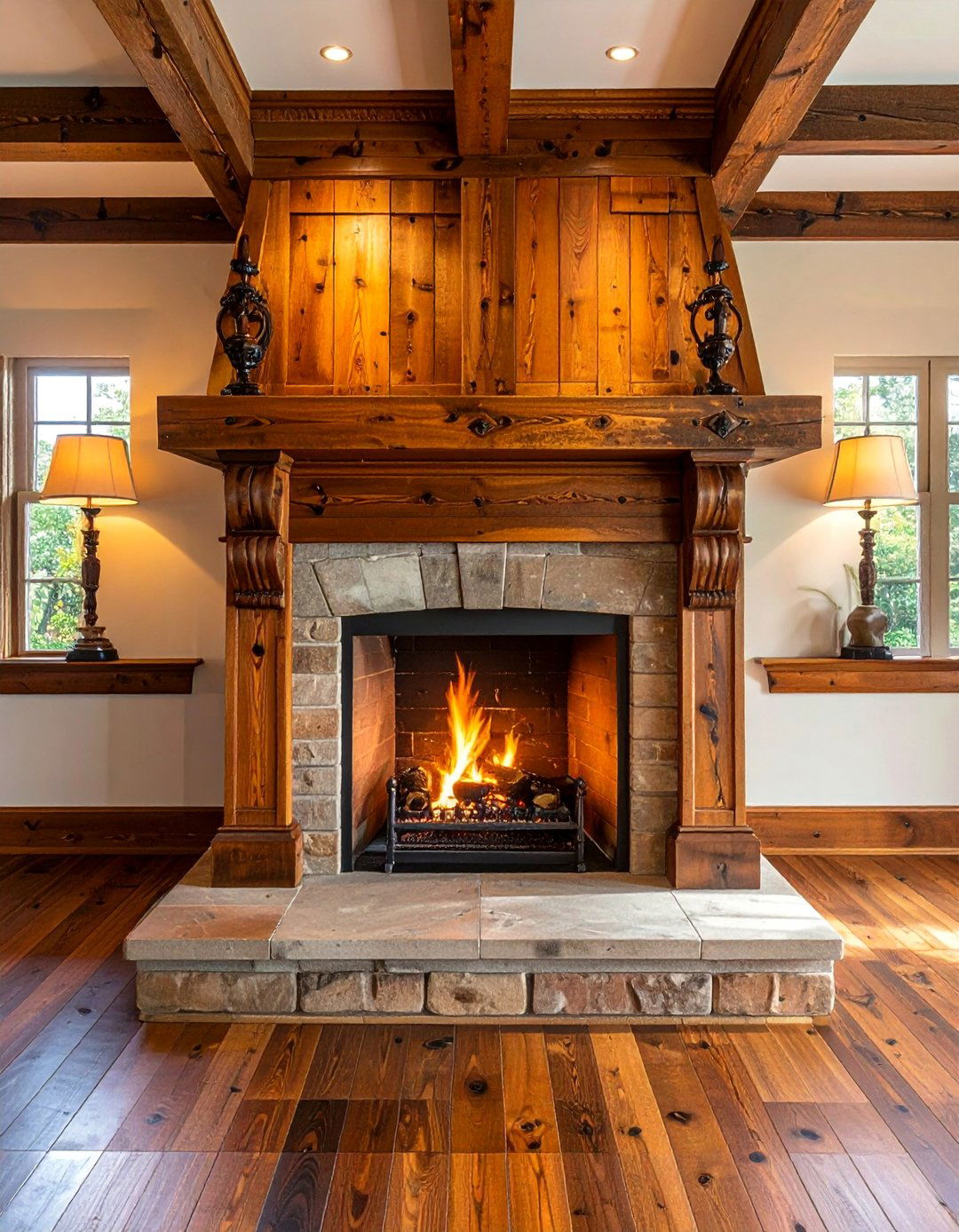 Reclaimed Heart Pine Mantels - 20 Wood Fireplace Mantel Ideas for a Cozy and Rustic Ambiance