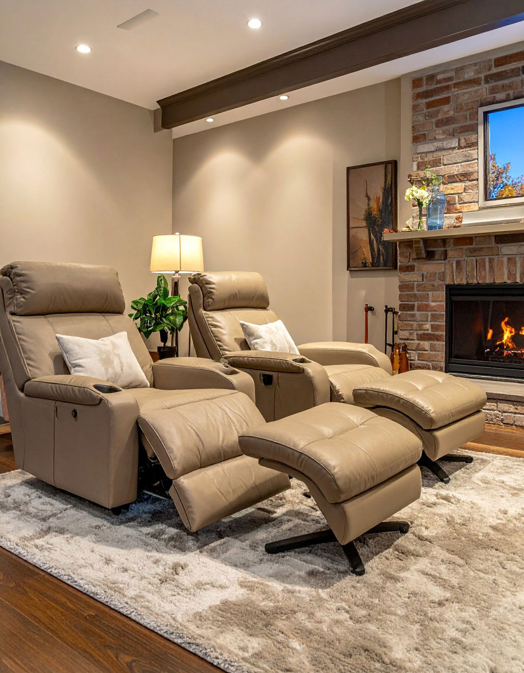 Reclining Chairs with Ottoman Sets - 20 Cozy Chairs in Front of Fireplace Ideas for Your Home