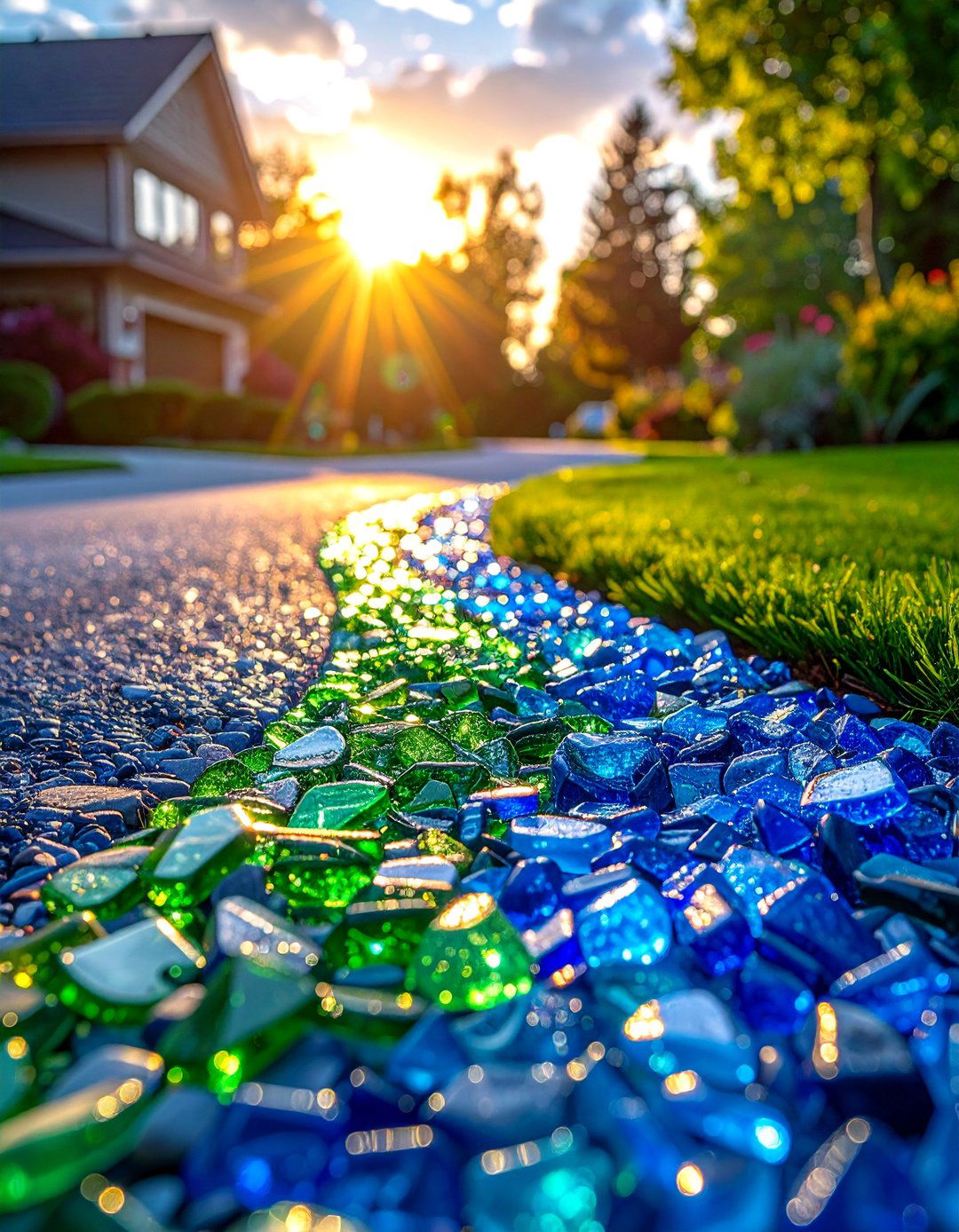 Recycled Glass Aggregate Borders - 25 Gravel Driveway Edging Ideas for a Polished Finish