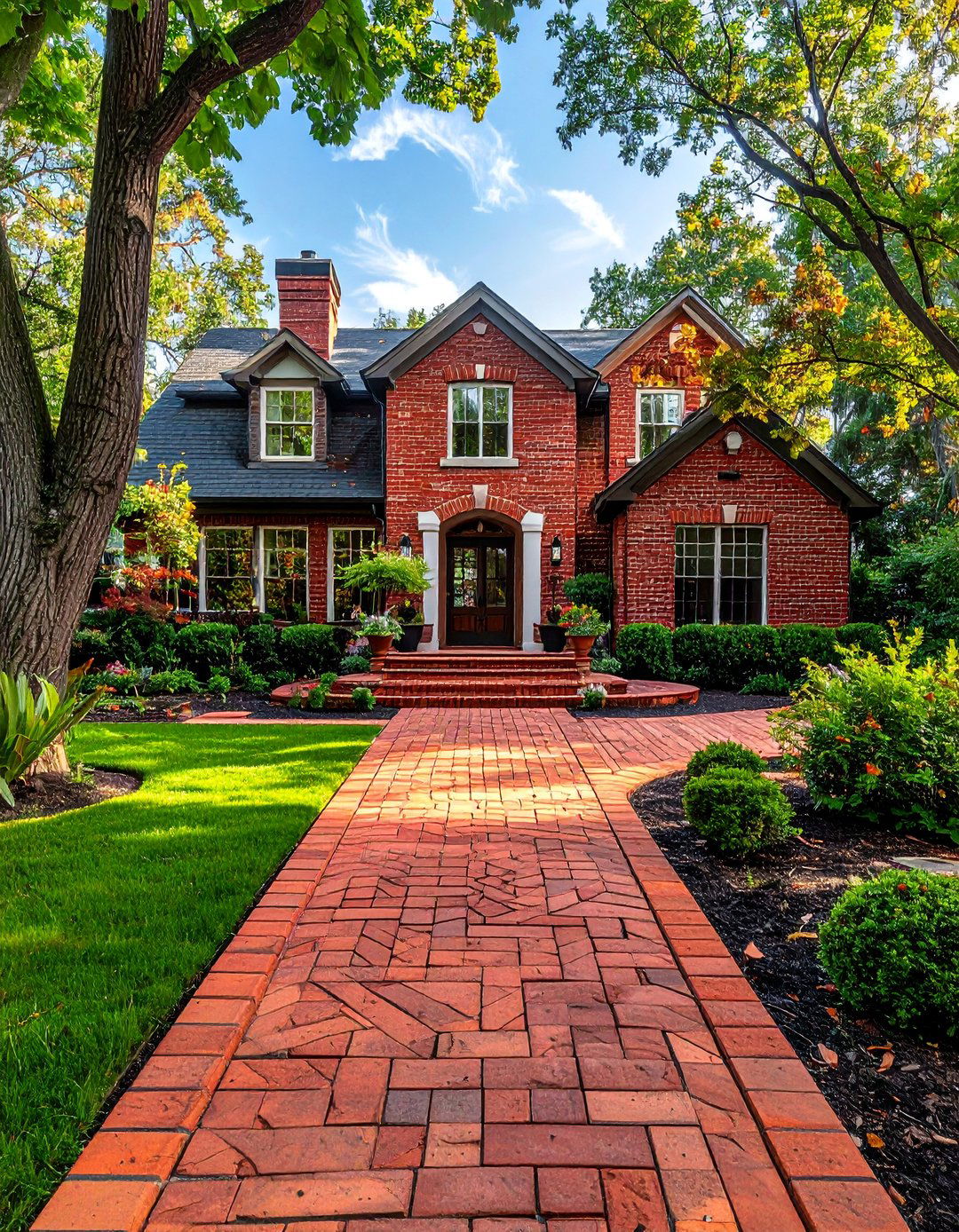 Red Brick Walkways and Patios - 30 Red Brick Exterior Home Ideas for a Classic Appeal
