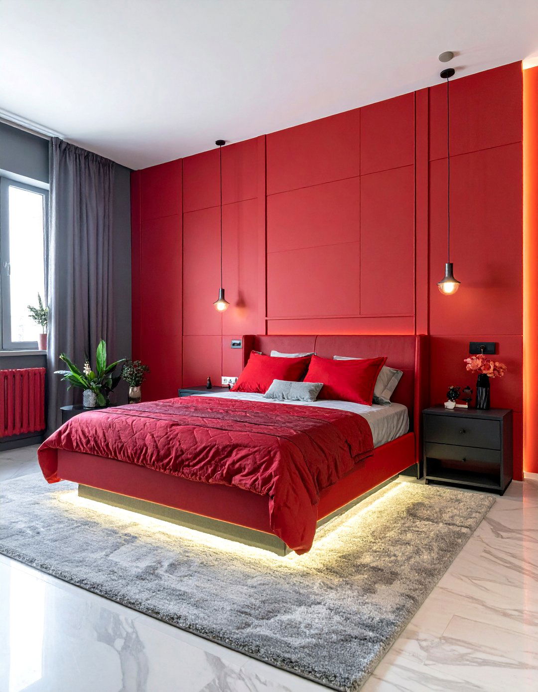Red Statement Drama - 40 Teenage Boy Bedroom Ideas for a Cool and Functional Space