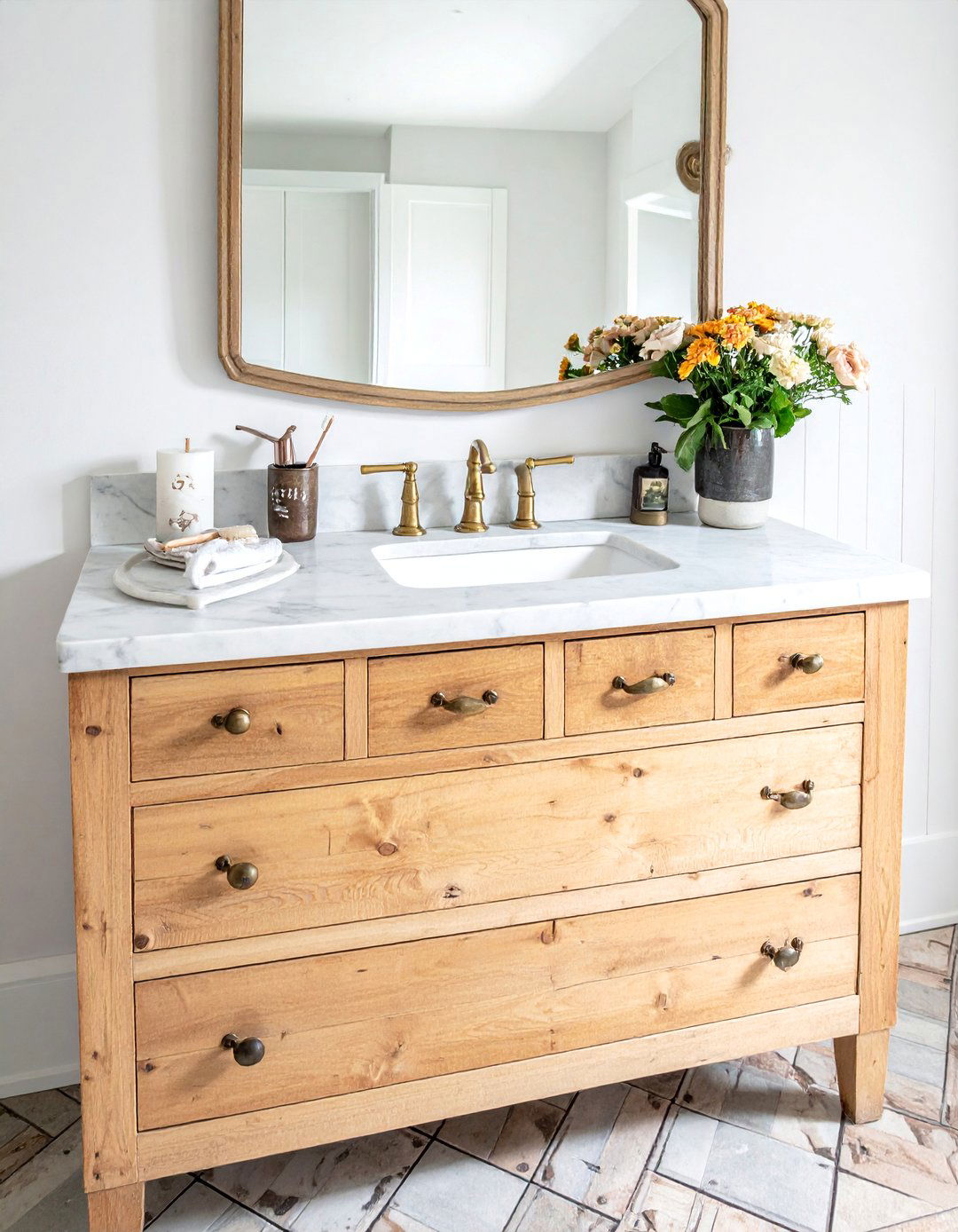 Repurposed Antique Dresser Bathroom Vanity - 15 Rustic Bathroom Vanity Ideas for a Charming Retreat