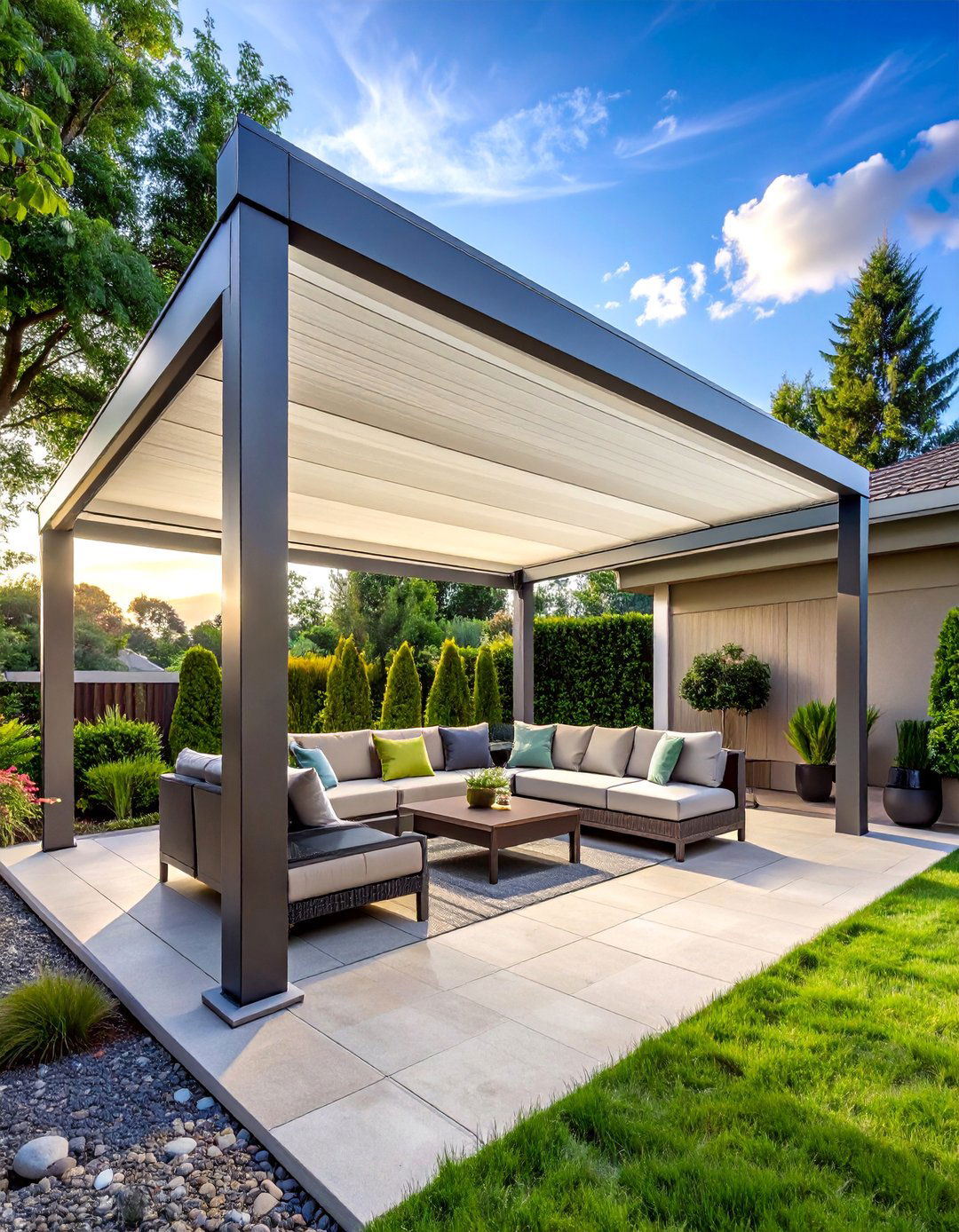 Retractable Canopy Pergola for All Weather - 40 Patio With a Pergola Ideas for Outdoor Living Spaces