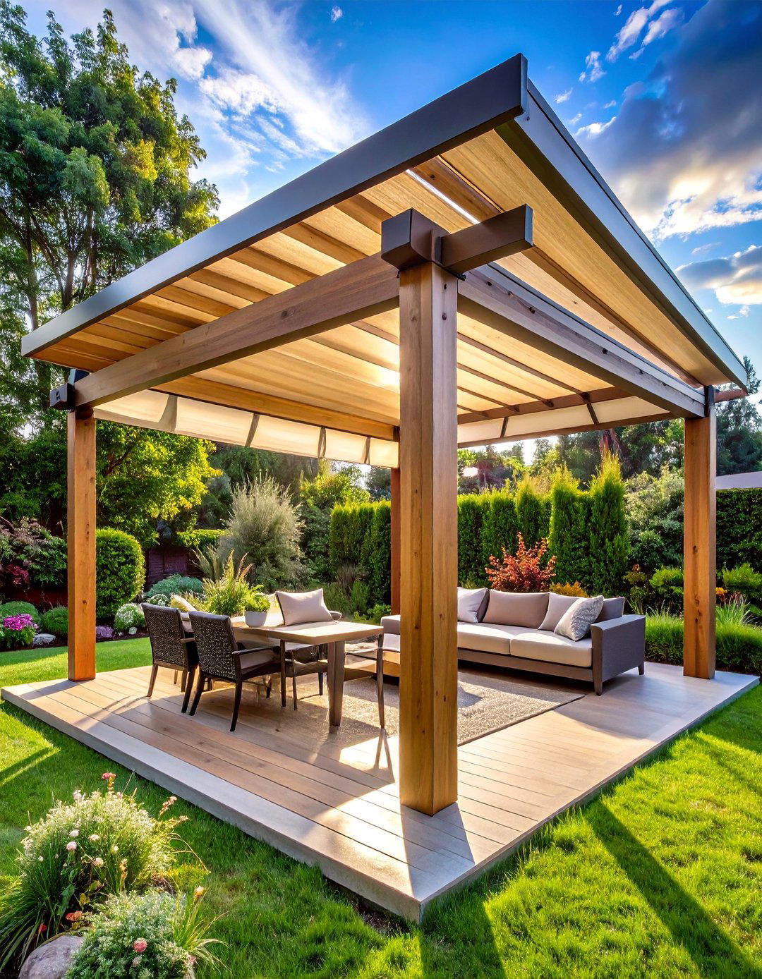 Retractable Pergola Canopies for Variable Coverage - 40 Shade Ideas for Comfortable Outdoor Living Spaces