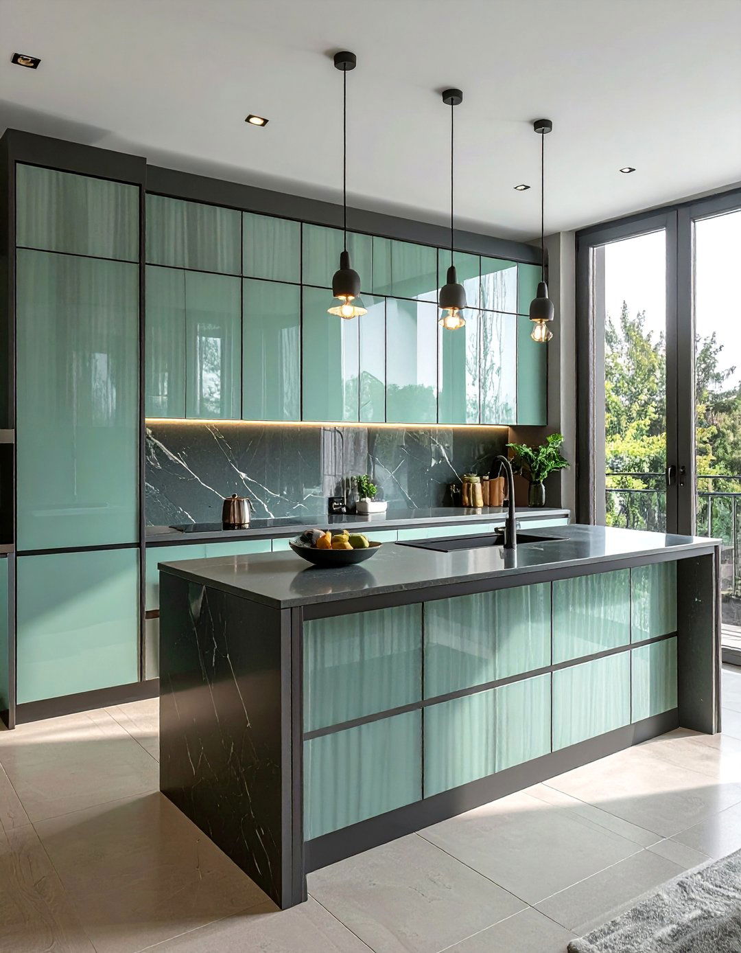 Ribbed Glass Contemporary Kitchen Design - 15 Kitchen Cabinets With Glass Doors for a Modern Look