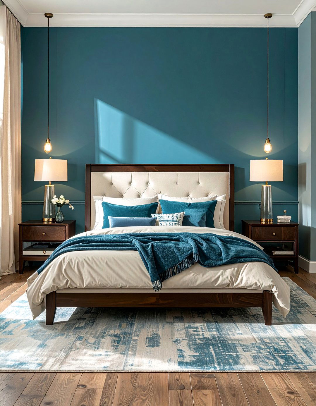 Rich Aegean Teal Walls - 25 Luxury Blue Bedroom Ideas for a Serene Retreat
