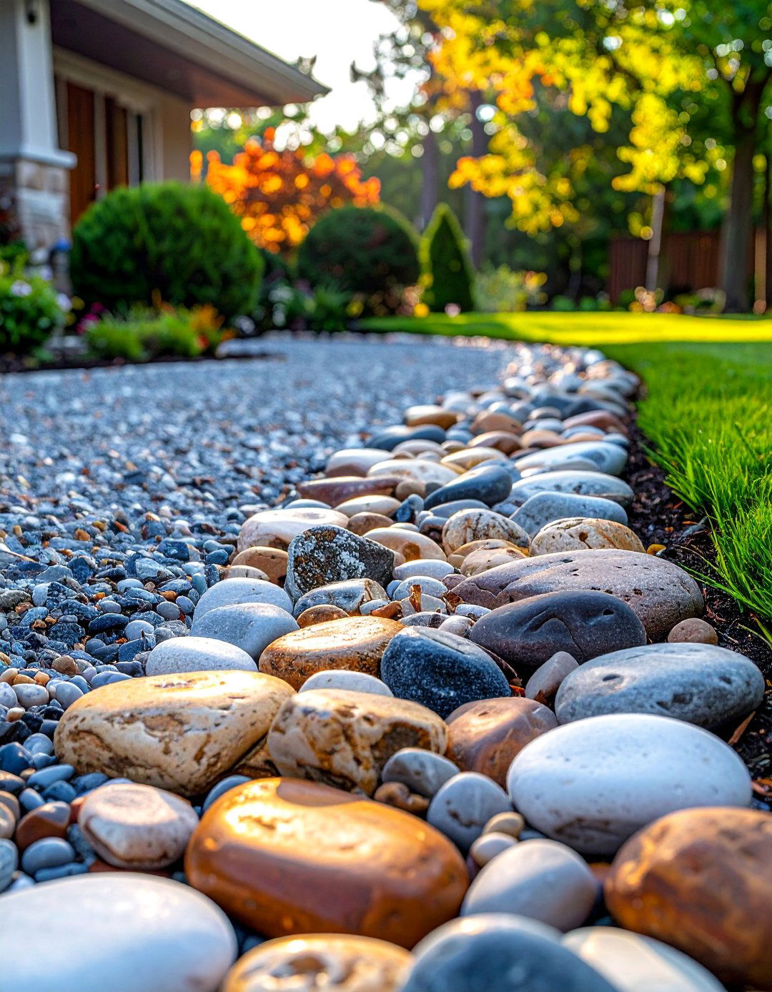 River Rock Borders - 25 Gravel Driveway Edging Ideas for a Polished Finish
