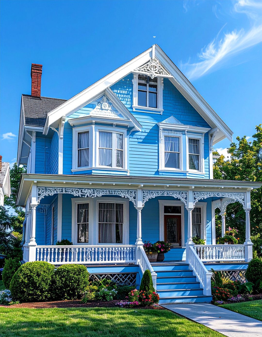 Robins Egg Blue Victorian House with Pure White Trim - 15 Blue Victorian House Colors for Timeless Charm