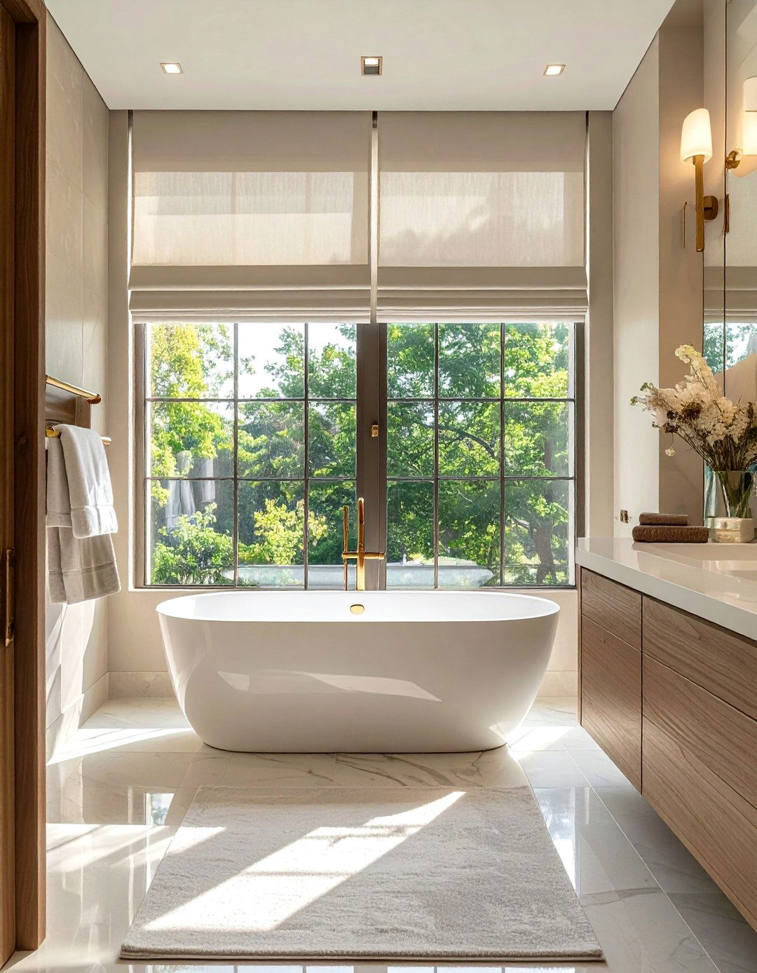 Roman Shade Elegance - 20 Windows Above Bathtub Ideas for a Relaxing Bath