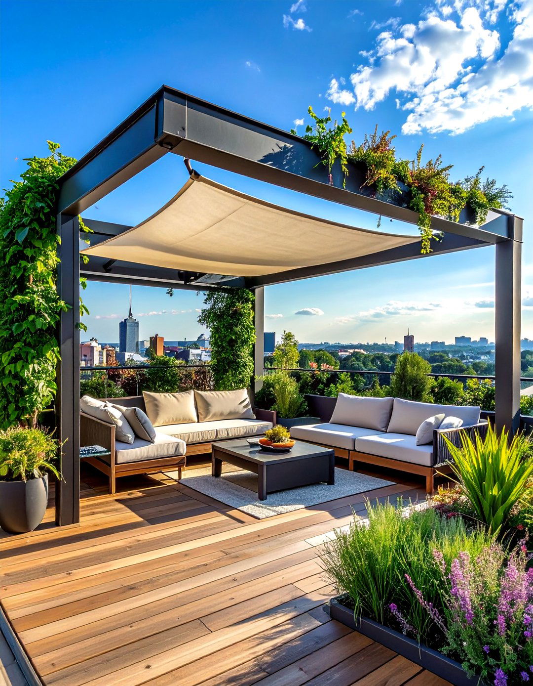 Rooftop Deck Pergola Integration - 40 Rooftop Deck Ideas for Stunning Urban Outdoor Spaces