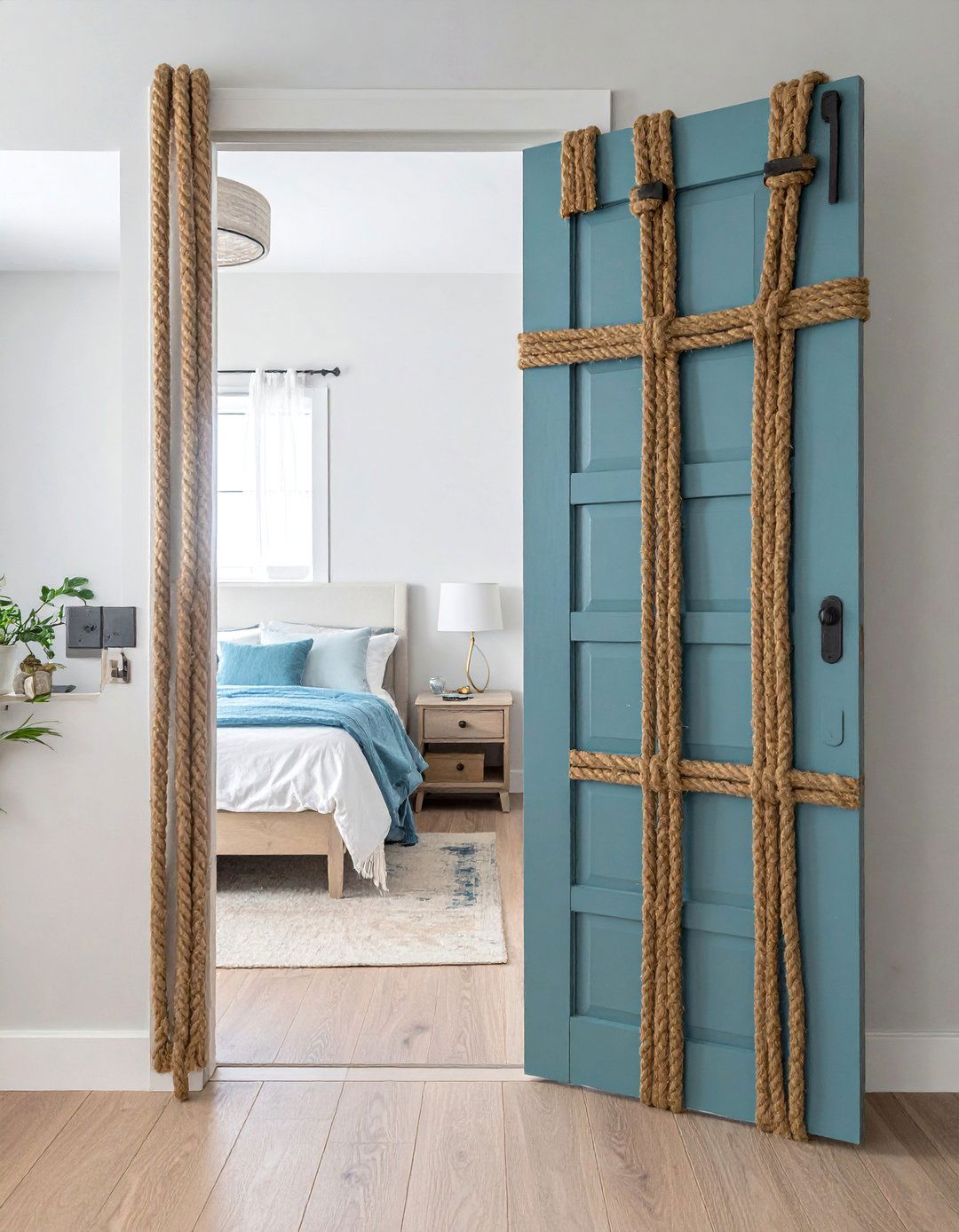 Rope and Twine Wrapping - 25 Bedroom Door Decorating Ideas to Add Personality