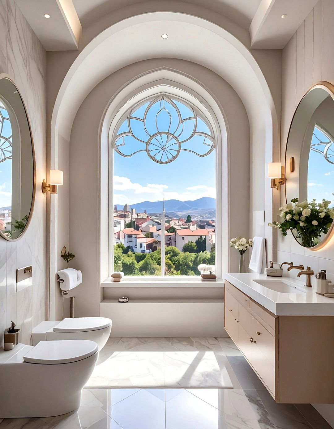 Rose Window Designs for Powder Room Drama - 30 Arch Window Design Ideas for Elegant Home Interiors