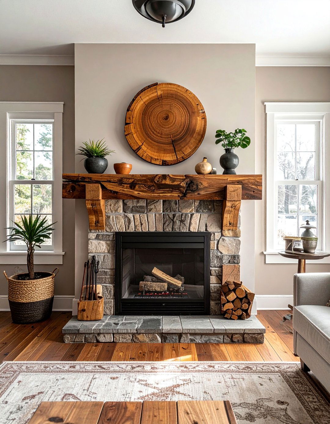 Rough Sawn Wood Mantels - 20 Wood Fireplace Mantel Ideas for a Cozy and Rustic Ambiance